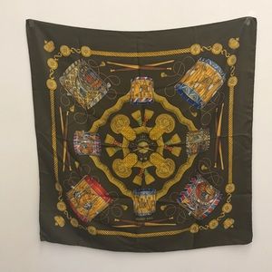 Hermes les tambours silk scarf